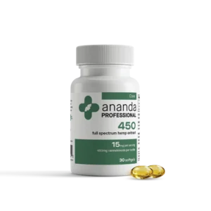 Bottle of ananda professional CBD softgels 15mg 30 count at sold by Natural Wellness Corner in Concord, NH