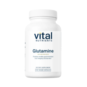 Glutamine by vital nutrients supplement bottle