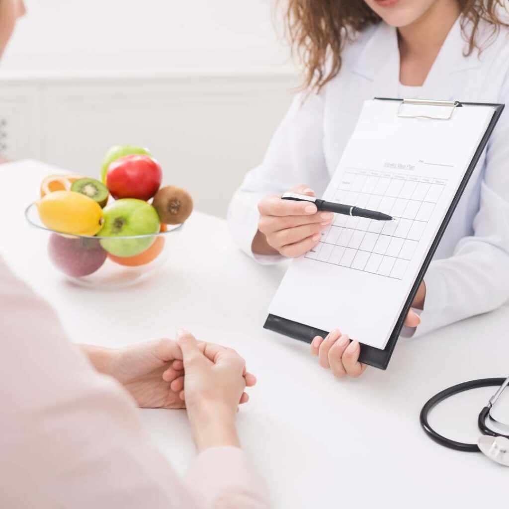 Dietitian and patient in nutrition counseling