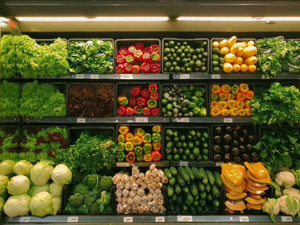 produce aisle in grocery store