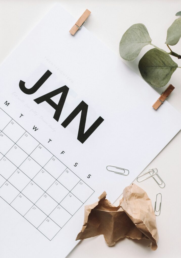 Calander with january dates