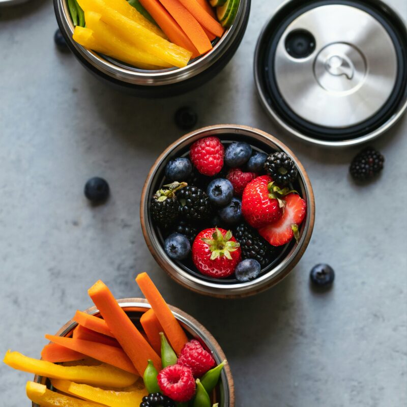 small bowls of healthy snacks