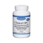 A white bottle of Clinical OPC ® dietary supplement, 400mg, with 60 softgels. The label features French grape seed extract, supports cardiovascular and cellular health, and notes a non-GMO formula.