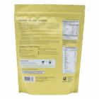 Back of a Dream Protein Chocolate / Vanilla 720g bag displaying nutritional info, supplement facts, amino acid profile, mixing directions, benefits, and other details printed in black text.